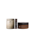 Sleep well bath salt soak, sleep well roll-on and sleep well body butter against a white background