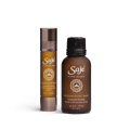 Peppermint Halo 10ml double-ended-blend bottle next to the 30ml refill of the same product, in a brown glass bottle