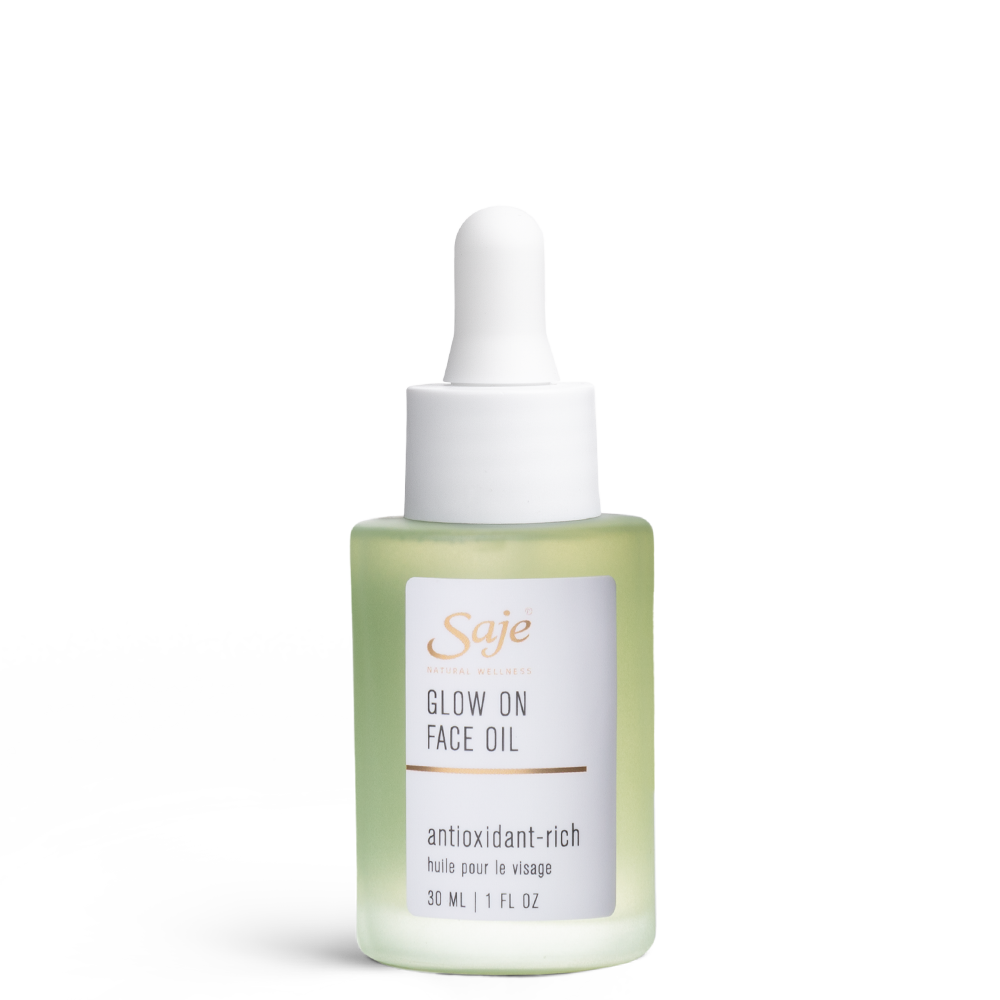 Bottle of glow on face oil