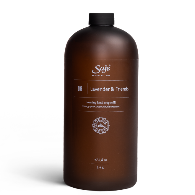 1.4 litre brown bottle of the lavender & friends foaming hand soap refill liquid