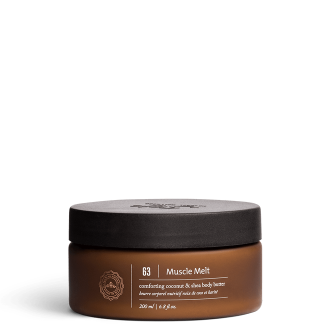 Muscle Melt comforting body butter with the lid on
